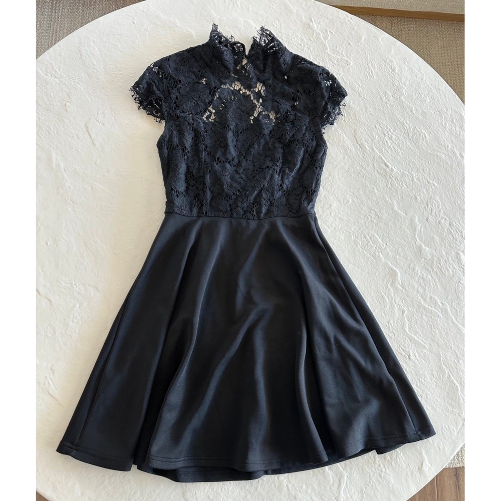 Francesca’s Black Lace Open Back Dress